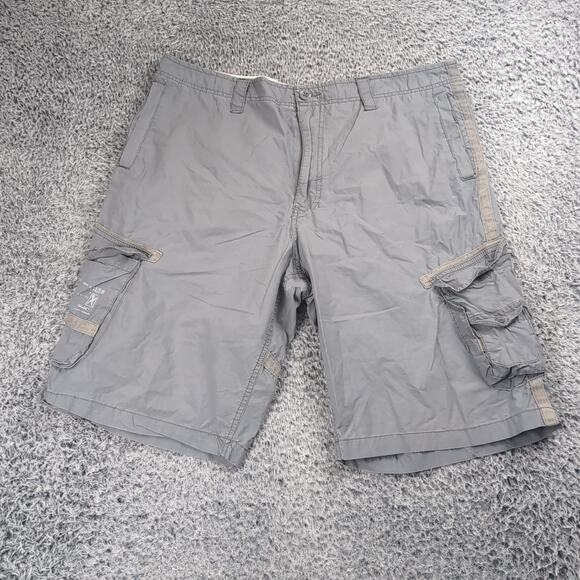Ecko Shorts Men 36 Gray Khaki Baggy Flap Pockets Streetwear Cargo Y2K Casual - Picture 2 of 9